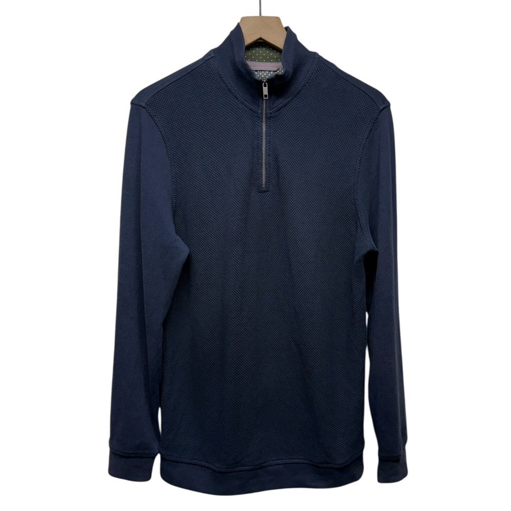 Ted Baker Mens 1/4 Zip Pullover Sweater Sz 2 Small Blue Preppy Long‎ Sleeve